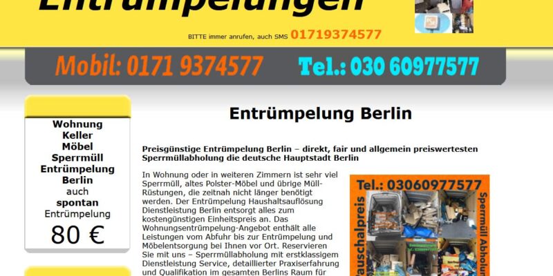 Entrümpelung Haushaltsauflösung Berlin